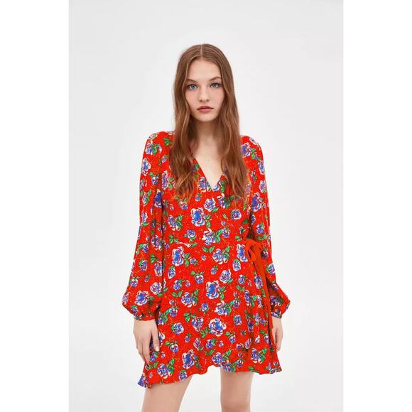 Zara Dresses & Skirts - ZARA Floral Faux Wrap Crossover Romper Dress